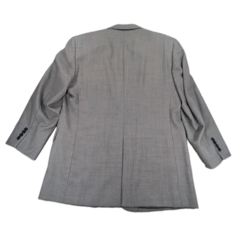 Jos A Bank Mens 44R Sport Coat Gray Glen Plaid 100% Wool Blazer Classic Fit